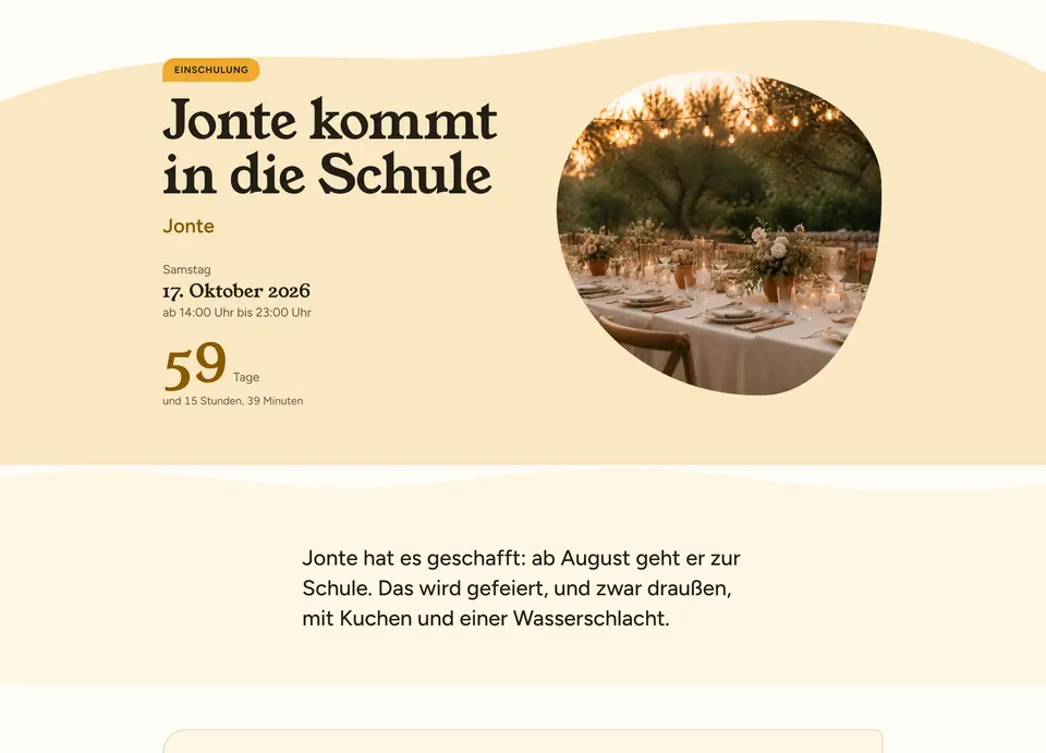 Die Beispielseite in der Vorlage Sommerwiese: Fröhlich und farbenfroh